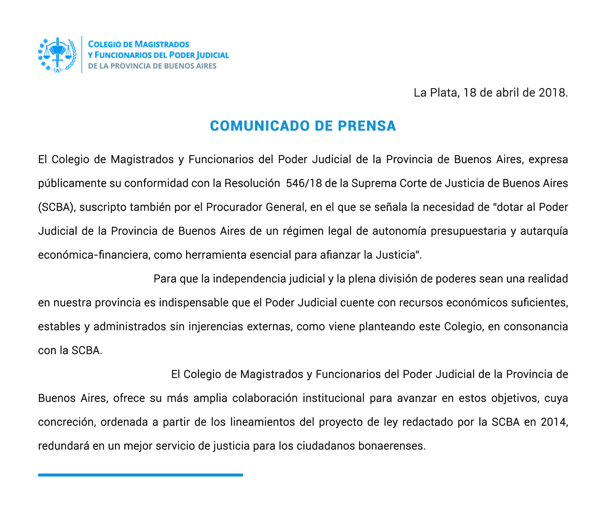 Comunicado de prensa 18 - 04